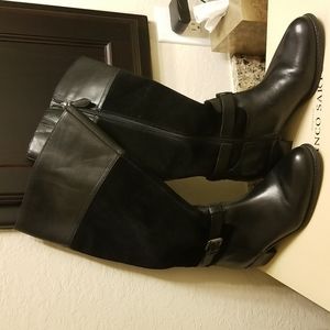 Franco Sarto L-Corda Black Leather Riding Boot WC